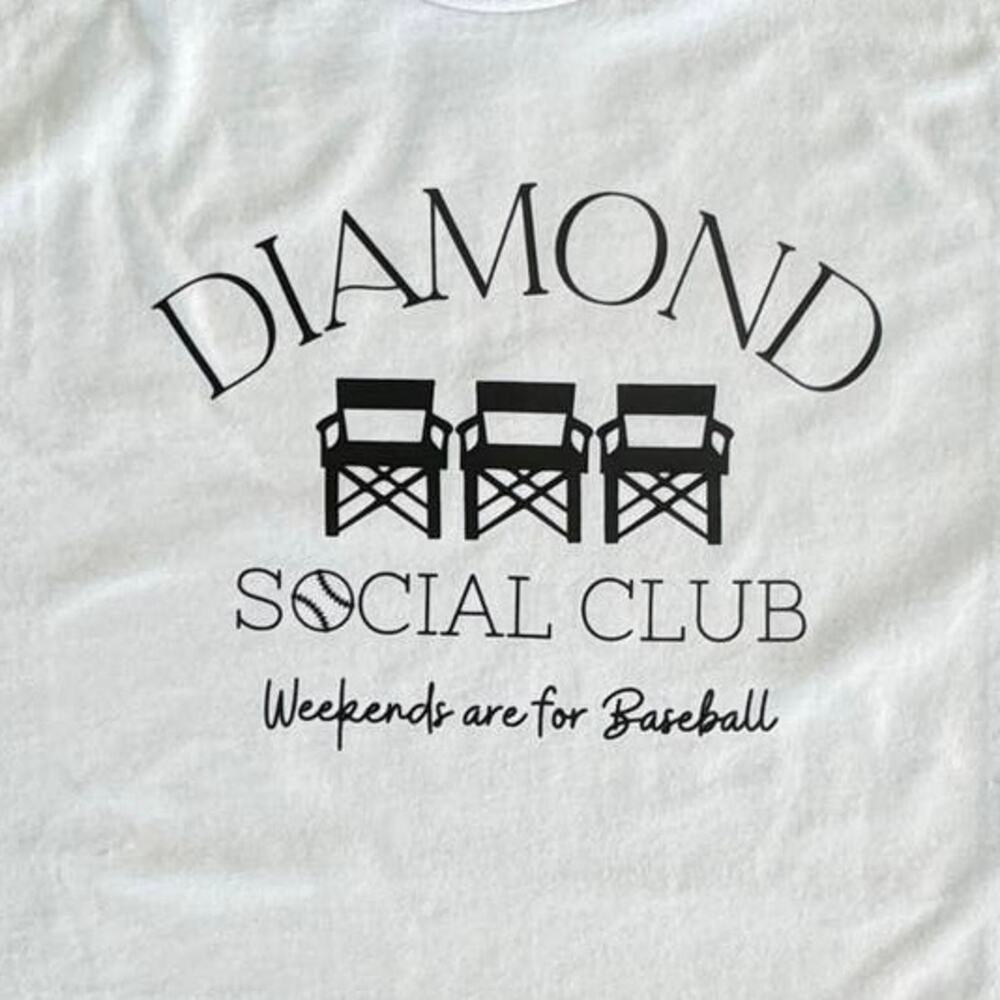 Diamond Baseball Social Club Small Women's White T-Shirt Short Sleeve - Picture 3 of 7